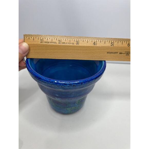 Vtg Bitossi Rimini Blue Planter Cachepot Paisley Rosenthal Netter Aldo Londi - Picture 9 of 10
